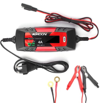 KKmoonAutolader Batterijlader & Onderhouder 6V/12V 4Amp Intelligente Automatische Batterij EU Plug