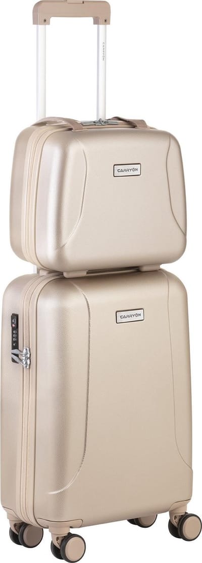 CarryOn Skyhopper Handbagage en Beautycase - 55cm TSA Trolley en Make-up koffer - Champagne
