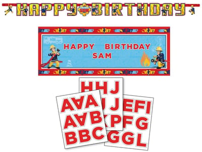 Amscan - Brandweerman Sam - Verjaardag set - Letter slinger - Personaliseerbaar.
