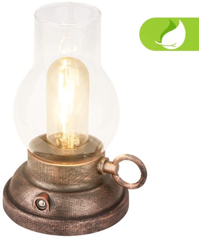 BRILONER Kanea - Oplaadbare Tafellamp - stijl olielamp - buitenlamp aanraakfunctie - dimbaar tuinverlichting - IP44 - warm wit licht - Ø10.5 x 17.5 cm - brons