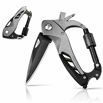 BOTC Survival zakmes - 6-in-1 EDC Tool met Flesopener, Schroevendraaier & Ruitbreker -Compact Survival Tool - Grijs