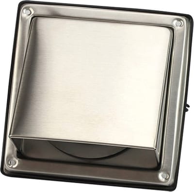 DEC International RVS gevelrooster 150mm met terugslagklep hoge doorlaat - EL-SS-BD150 SS