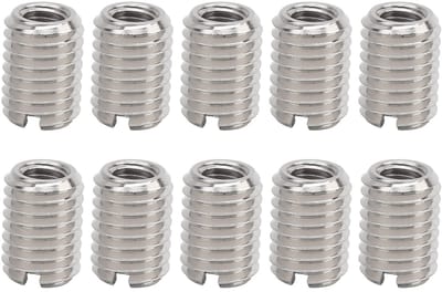Dailygoods- Sleufmoer Set van 10 Stuks - Roestvrij Stalen Bevestigingsmiddelen - Binnendraad M6x1.0mm - Lengte 14 mm - Draadreparatie - Schroefmofconversiemoer - Draadinzetstuk
