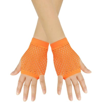 Nieuwe Visnet Handschoenen Rood Zwart Meisje Doorzichtig Mesh Wanten Handschoenen Volwassen Vrouw Verkleed Rock Chique Nachtclub Feest Sexy Mode Handschoenen oranje