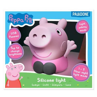 Peppa Pig Squishy Silicone Light – Officieel Gelicentieerde Oplaadbare Nachtlamp, Tik‑Bediening & Timerfunctie- Paladone