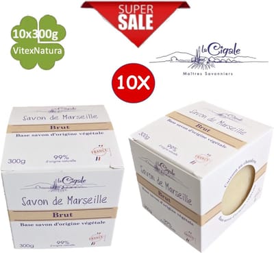 Savon De Marseille zeep 10x300g glycerine GEUR EN KLEURSTOF VRIJ origineel Frans zeepblok CUBE La Cigale