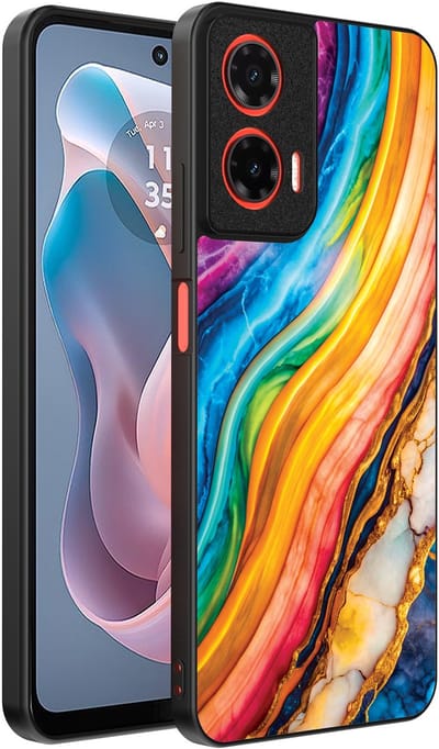 Smartphonica Telefoonhoesje Geschikt voor Motorola Moto G Play 2024 met Regenboog Goud Marmer Opdruk - TPU Backcover Case Rainbow Gold Marble Design geschikt voor Motorola Moto G Play 2024