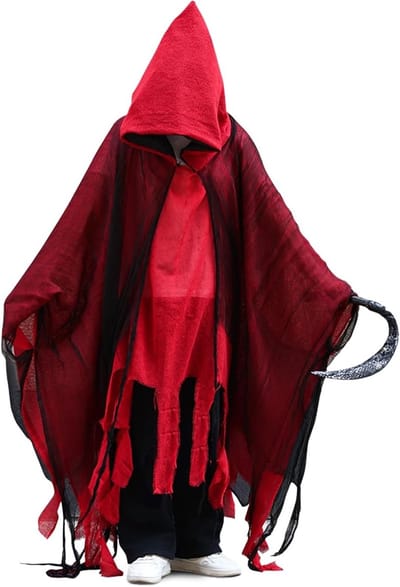 Horrorgestalte met Kap: Middeleeuwse Tovernaar Cape voor Halloween, Grim Reaper Kostuum en Cosplay voor Volwassenen