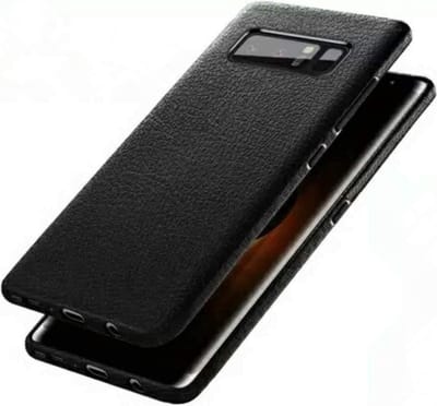 DrPhone Samsung Note 8 Hoesje - PU Leren Look TPU Case - Flexibele Ultra Dun Hoes - Zwart