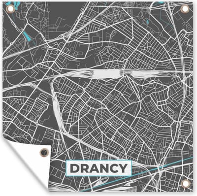 Tuin poster Drancy - Frankrijk - Kaart - Stadskaart - Plattegrond - 200x200 cm - Tuindoek