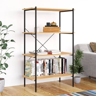 vidaXL - Opbergrek - 4-laags - 80x40x130 - cm - zwart - en - eikenkleurig