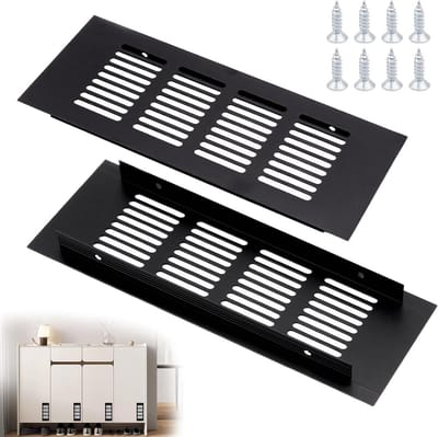 Ventilatierooster Set - Afvoerluchtrooster - Kasten Ventileren - Hoge Kwaliteit Aluminium - 200x80mm - Zwart