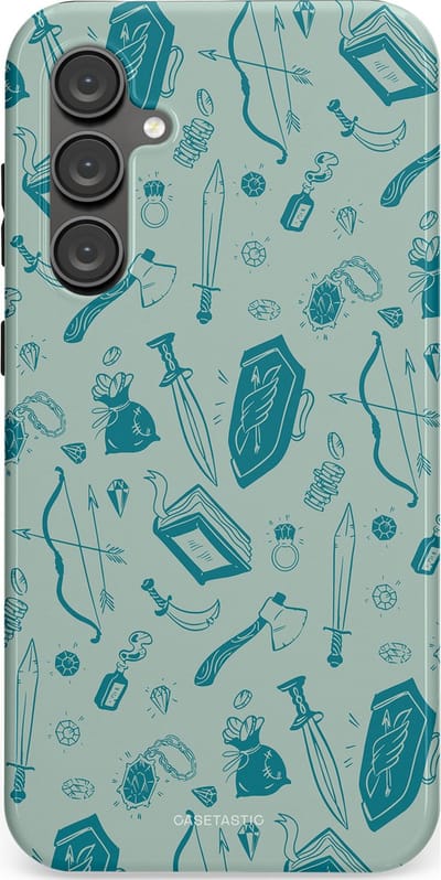 Casetastic Hoesje Geschikt voor Samsung S23 FE - Stijlvolle Beschermende Duo-layer Case - Avontuurlijke buit vol wapens
