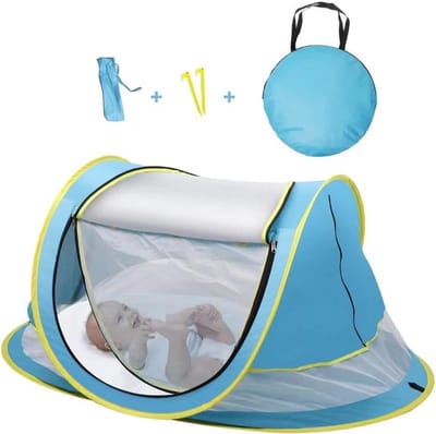 Baby Strandtent - Baby Tente - Bescherming Tegen Zon - UPF 50+ UV Bescherming - 109x65x50cm - Blauw