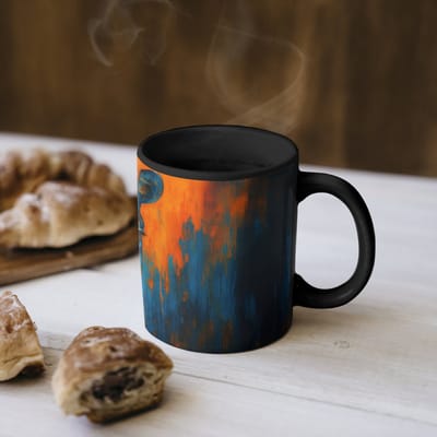 Magische Mok - Foto op Warmte Mokken - Koffiemok - Zebra - Abstract - Blauw - Magic Mok - Beker - 350 ML - Theemok
