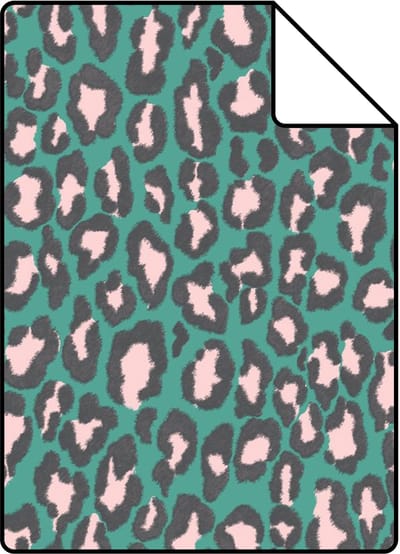 Proefstaal ESTAhome behang panterprint turquoise - 26.5 x 21 cm - 132202-S