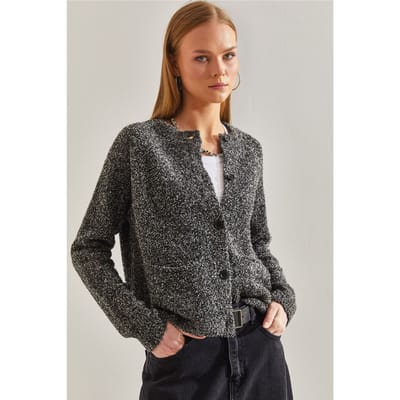 Textured Knit Cardigan met Knopen Sluiting
