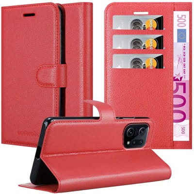 Cadorabo Hoesje geschikt voor Oppo FIND X5 in KARMIJN ROOD - Beschermhoes met magnetische sluiting, standfunctie en kaartvakje Book Case Cover Etui