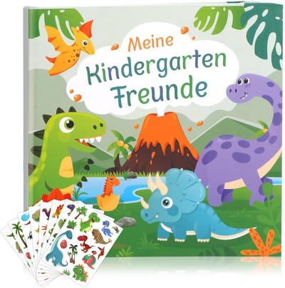Dailygoods- Vriendenboek voor kleuterschool - Dino Vriendenboek - 21 x 21 cm - Beste Vrienden - Schooltijd - Herinneringen. - Klasboek