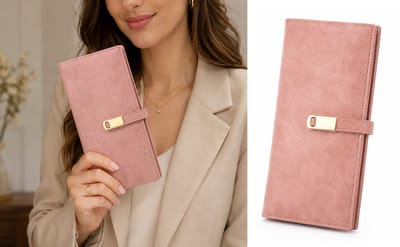 Dames Portemonnee Oudroze – Luxe Lange Portefeuille met Ritsvak en Pasjeshouder – Elegante PU Leren Damesportemonnee