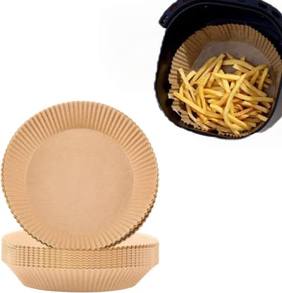Daity 100 vellen - Airfryer-bakpapier - ronde bakpapieren bakpapieren met antiaanbaklaag - oliebestendig bakpapier - geschikt voor bakken in de mand van de airfryer - oliebestendig - geschikt voor levensmiddelen - accessoire voor de airfryer.