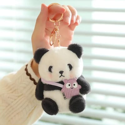Schattige Panda Kawaii Pluche Speelgoed Sleutelhanger Animal Crossing Panda Hanger Tas Accessoires Auto Sleutelhanger Hanger Jongen Meisje Cadeautas Decoratie 12cm0.045kg beige