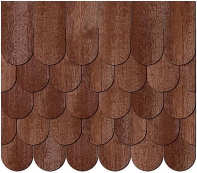Houten Dakshingles - Fineer shingles Halfronde shingles - Modelbouw decoratie - Gelaserd op maat - 75 stuks - Donker hout