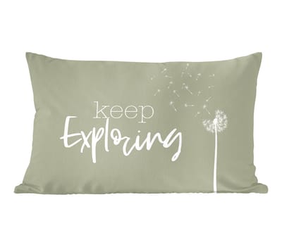 Sierkussens - Kussentjes Woonkamer - 60x40 cm - Spreuken - Quotes - Keep exploring - Reizen