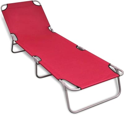 Opvouwbare Ligstoel - Zonnebed Tuinbed - Ontspannen Buiten - Verstelbare Rugleuning - 189 x 58 x 27 cm - Rood