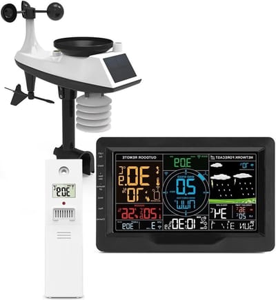Professioneel Weerstation - 8-In-1 Metingen - Weersvoorspelling Buiten - Draadloze Buitensensor - Regenmeter - Zwart