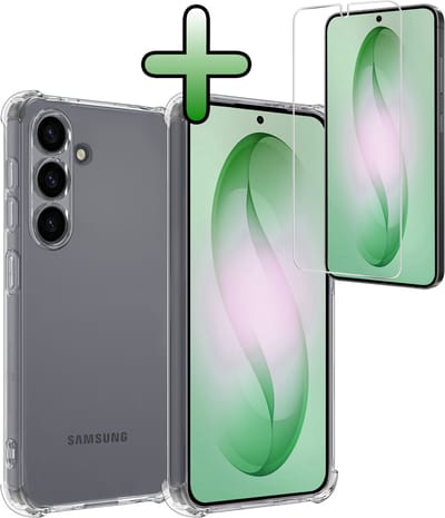 Hoesje Met Screenprotector - Geschikt voor Samsung Galaxy S26 - Sterk & Shockproof - Siliconen Case - Back Cover - Telefoon Hoes - Shock Proof - Transparant