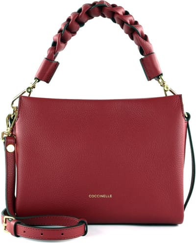COCCINELLE Leren Schoudertas Boheme Grana Double Crossbody Double Grainy Leather Sangria / Skin (rood)paars