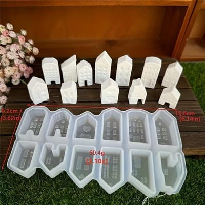 1 pièce Moule en Silicone Petite Maison Style Européen - Idéal pour les Loisirs Créatifs en Plâtre et Résine, Décoration d'Intérieur DIY Polyvalente avec Design Détaillé white