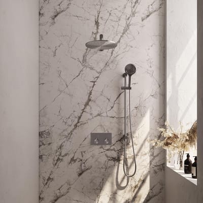 Brauer Brushed Edition Thermostatische Regendoucheset Inbouw - Hoofddouche 30 cm - Rechte Wandarm - Met Drukknoppen - Handdouche 3 Standen - Doucheslang - Geintegreerde Glijstang - Rvs