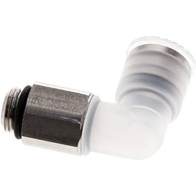 8mm x G1/8'' 90 graden L-verbinding PA/RVS Insteekfitting Buitendraad Draaibaar EPDM