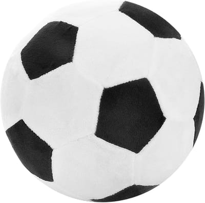 Pluche voetbal - Voetbal knuffel - Kinderkamer decoratie - Realistisch ontwerp - 25 cm - Wit en zwart