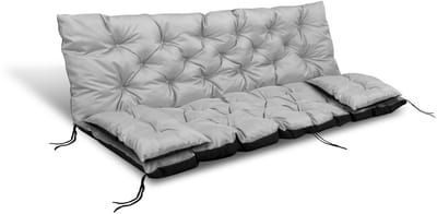 Tuinkussen 100x60x50 cm + 2 kussens voor schommelbank waterdicht lichtgrijs