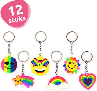 Isa's Friends® - Uitdeelcadeaus Sleutelhangers Rainbow - 12 stuks - Traktatie - Uitdeelcadeautjes voor Kinderen