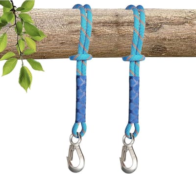 2 stuks schommelbevestiging touw, 60 cm, hangmatbevestiging, touw met karabijnhaak (draagvermogen 400 kg), geschikt voor binnen en buiten, hangmat, boomschommel en vogelnestschommel