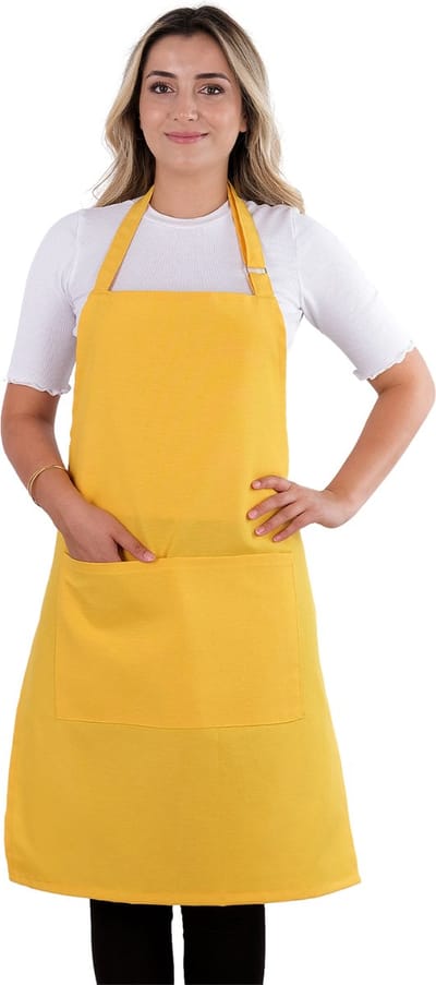 Simple Keukenschort Geel Professioneel Verstelbaar Keukenschort dames Horecakwaliteit keukenschort vrouw One Size Schort