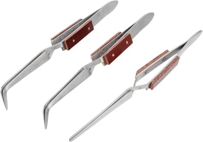 Precisie Pincetten Set - Knutselgereedschap - Sieraden Maken - Antislip Oppervlak - 3 Stuks - Multi