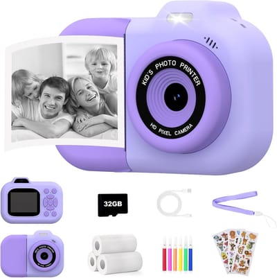 Kinder Camera - Direct Print Camera - Herinneringen Vastleggen - Inclusief 3 Papierrollen - 17 x 12 x 6 cm