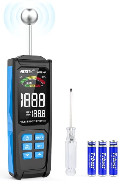 Mestek Pinless Vochtmeter 2.0 WM710A - Luxe vochtmeter voor muren - Professioneel gebruik - Hygrometer - Inclusief batterijen en opberghoes