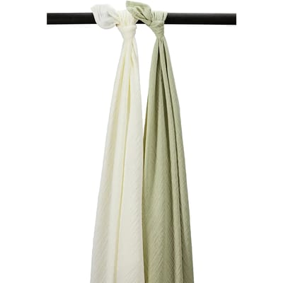 Meyco Baby Uni swaddle - 2-pack - pre-washed hydrofiel - natural/soft olive - 120x120cm
