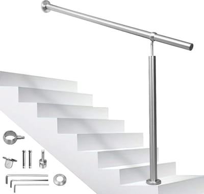 Roestvrijstalen trapleuning - Wandleuning reling - Extra veiligheid bieden - Hoek instelbaar - 100 cm lengte - Geborsteld staal