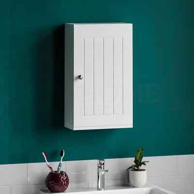 Famanu – Hangende badkamerkast met deur compacte wandkast voor badkamer en toilet