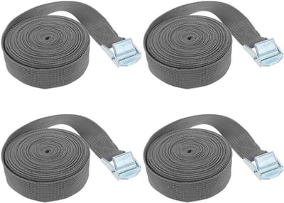 Ratchet Tie Down Riemen - Verstelbare Sjorbanden - Vracht Beveiligen - Metalen Gesp - 4m x 25mm - Grijs