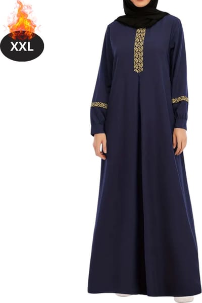 Bovista Islamitische Kleding - Djellaba Dames - Moslim Kleding - Arabisch Dames Kaftan - Alhamdulillah - Blauw - XXL