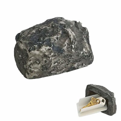 Sleutelverstoppers - Steenvormige Sleutelhouders - Tuinverstoppers - Buitensleuteldozen - Verborgen en onzichtbaar - Kunststof - 8.3×5.7×4.5 cm - Geschikt voor tuin, terras, tuinpad, huis, buitenruimte en dagelijks gebruik - Grijs