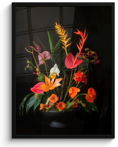Poster in lijst - Fotolijst 50x70 cm - Posters - Schaal - Boeket - Bloemen - Posterlijst zwart - Decoratie - Wanddecoratie woonkamer - Muurdecoratie slaapkamer
